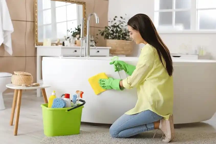 Cleaning a bathroom